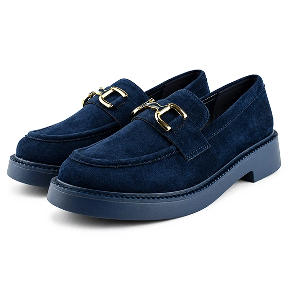 Derbies a platforme pour femme 7516-2 bleu miniature